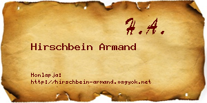 Hirschbein Armand névjegykártya